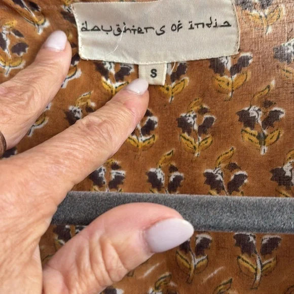 Daughters of India 100 pc cotton color blocked print Zuri style maxi dress. - Picture 2 of 4